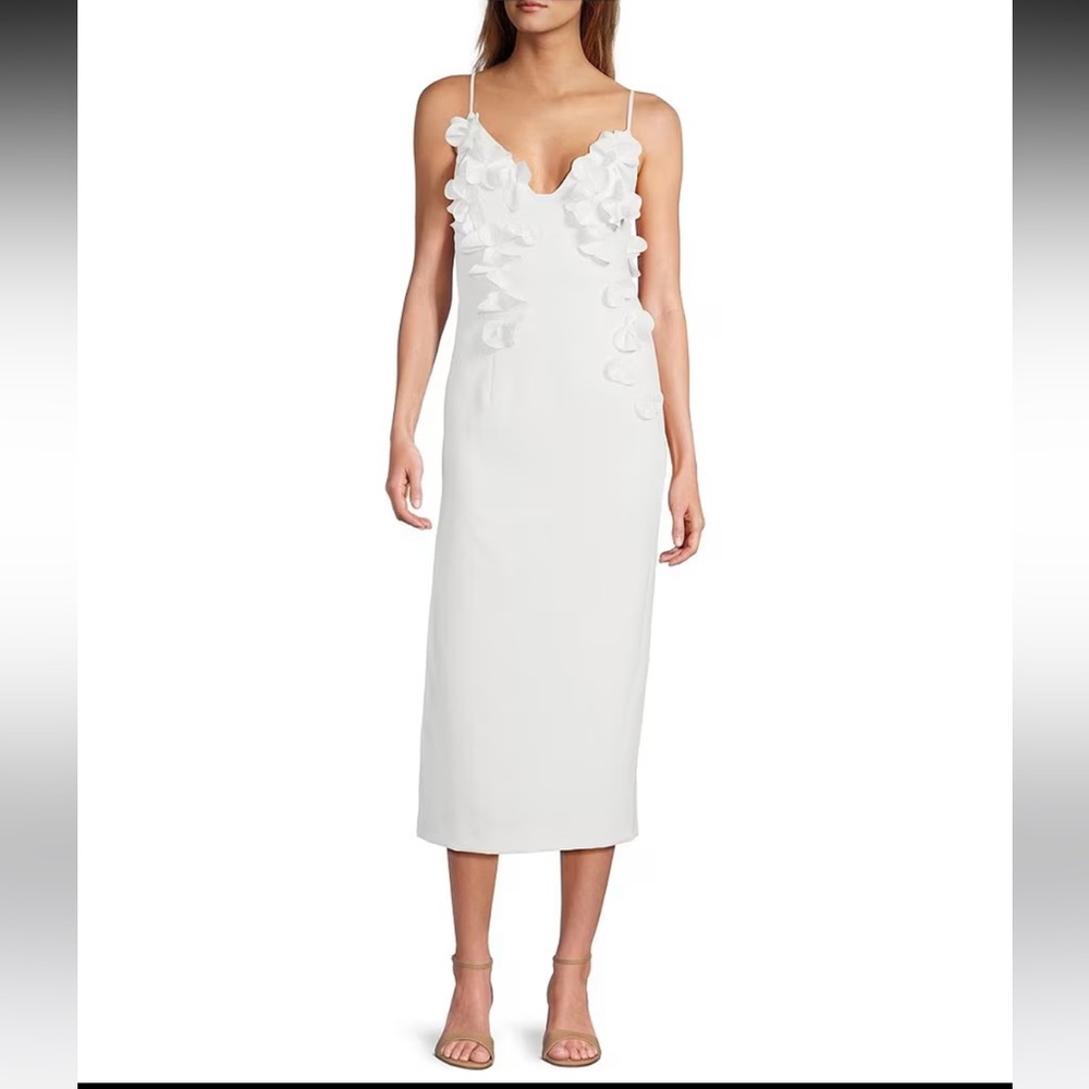 ANTONIO MELANI White Ruffle-Trim Midi Dress